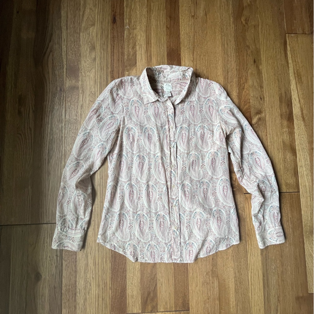 J. Crew Silk Cotton Paisley Button Down Women’s Sz 8 Western 70’s Boho Farm‎